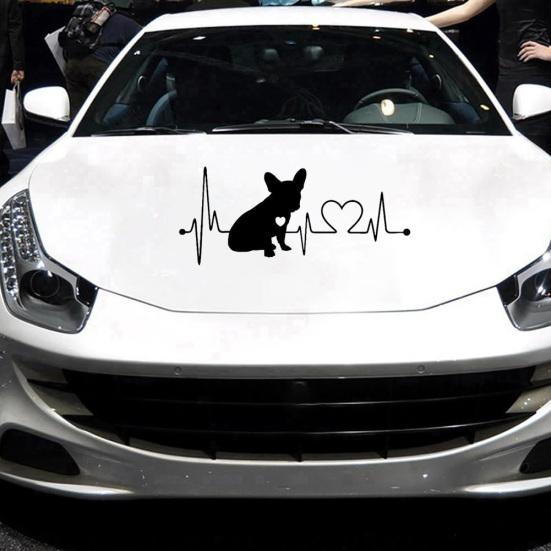 French Bulldog Heartbeat Car Bumper Window Sticker Reflective Decorative Decal