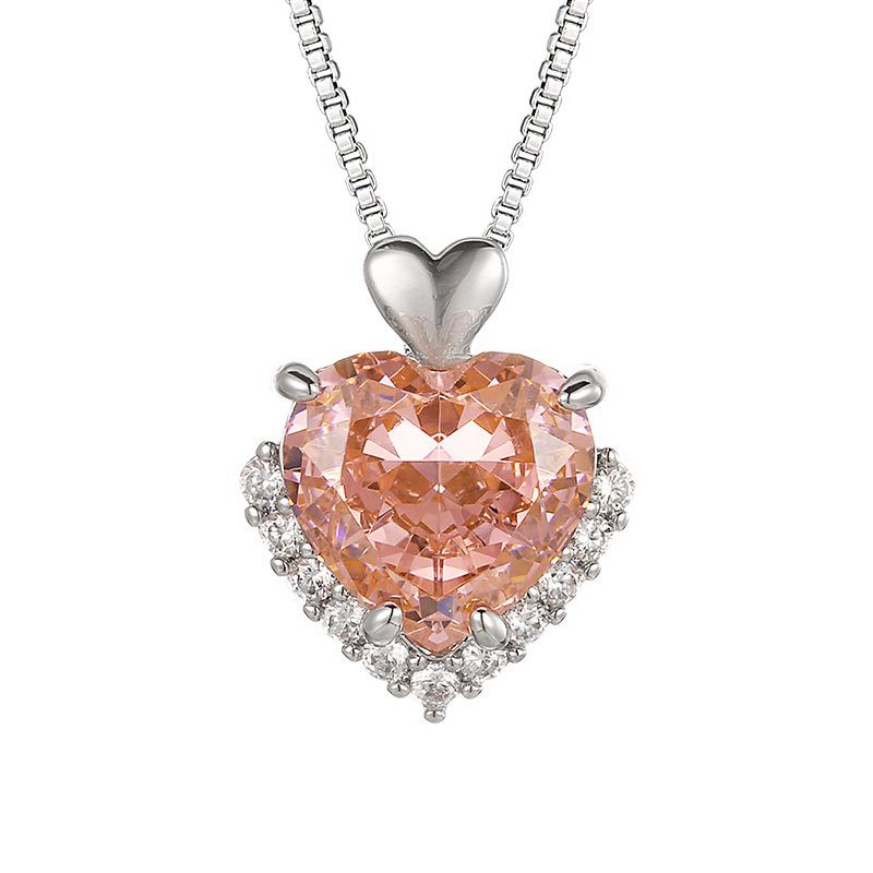 Šperky Nová súprava Vysoko uhlíková Papalacha Náušnice v tvare srdca Prsteň Náhrdelník Módna ľahká luxusná pre ženy