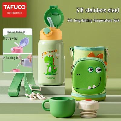 TAFUCO Kids 316 Stainless Steel Dual-Drink Thermos with Straw