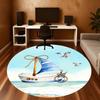 1pc Sailboat Seagulls Round Chair mat office Area Rug - Non-Slip, Floor Mat for Office, Bedroom, and Indoor Decor p127270