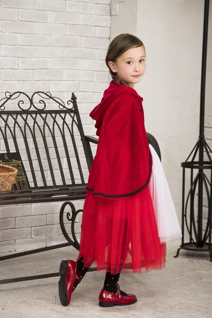 Clearstone Romantic Red Hood Cosplay Halloween Costume for 140cm Red Kids, Girls,