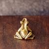 Vintage Brass Frog Statue Solid Peanut Pendant Charm Creative Tea Pet Figurine  Keychain Decoration