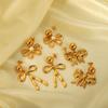 Gold Color Stainless Steel Bowknot Drop Earrings For Women Pierce Drop Stud Accessory