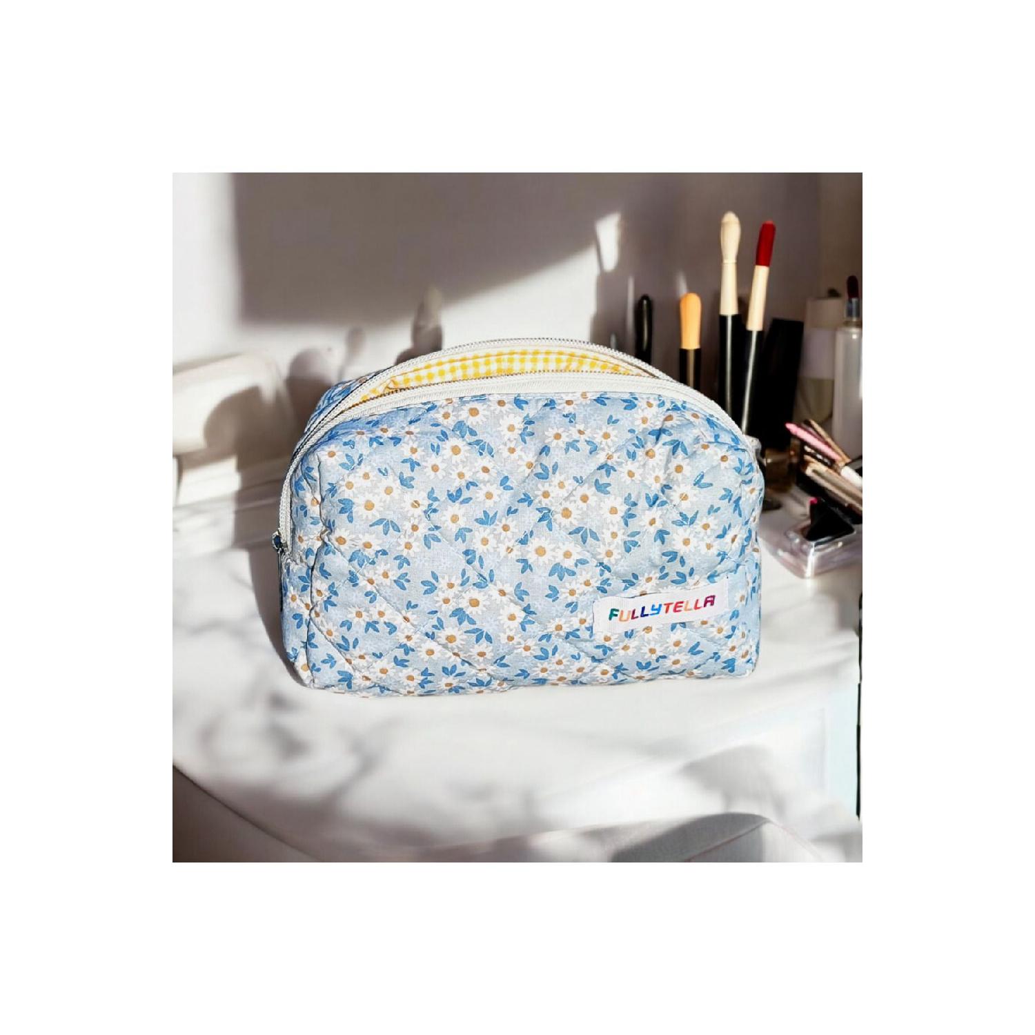 

Makeup Bag, Cosmetic Bag, Organizer, Large Size With Flower Pattern