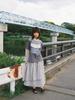 Pibeuseupibeuseu Check Overlay Maxi Skirt / Gray