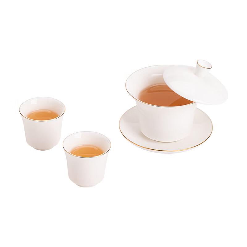 Sushiceramics J1038 Mutton Fat Jade Porcelain Gaiwan Tea Set