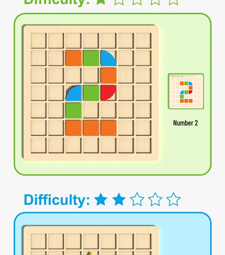 Mosaic 3D Wooden Puzzle Game for Children's Early Education and Intelligence Building