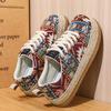 Wide Toe Ethnic Embroidered Casual Shoe For Men Chinese Style Linen Spring Sneaker Gentlmen Vintage Dress Flats Lace-up