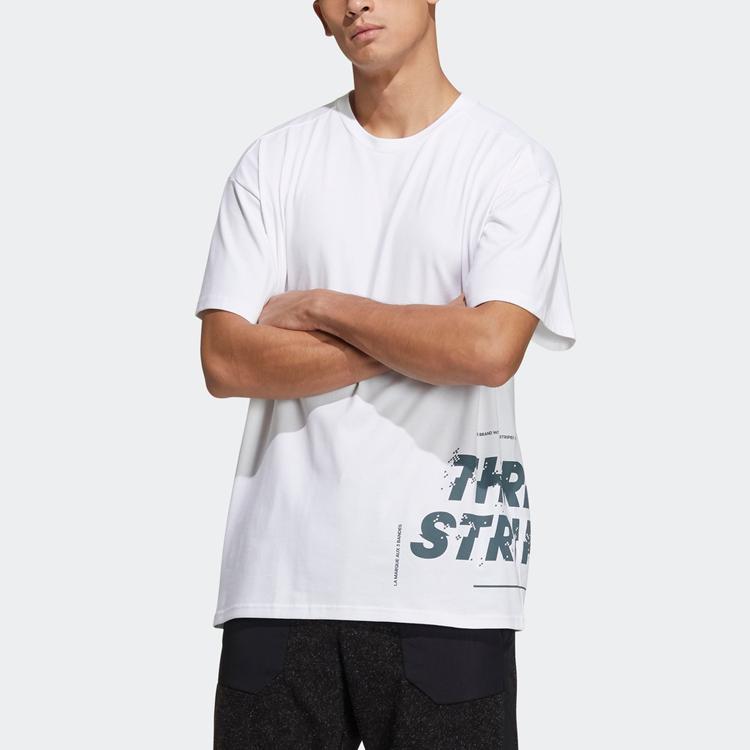 adidas T Shirts Men's White Crew Neck Moderate Straight Fit GL8710