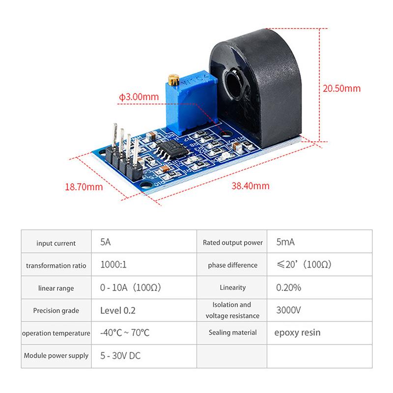 1/3/5Pcs Zmct103C 5A Range Single Phase Ac Active Output Onboard Precision Micro Current Transformer Module Current Sensor