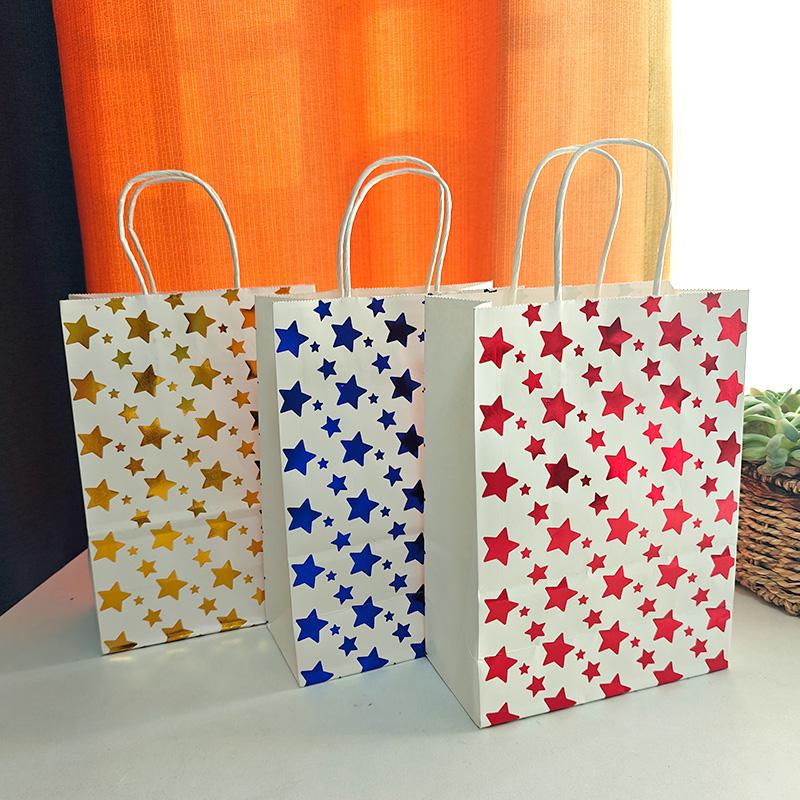 6/12 BUC Pungi Cadou din Hârtie Kraft, Ștanțare la Cald, Pungi de Hârtie cu Stele, Petrecere de Ziua de Naștere, Crăciun, Anul Nou, Pungă de Ambalare Cadou pentru Bomboane, Biscuiți