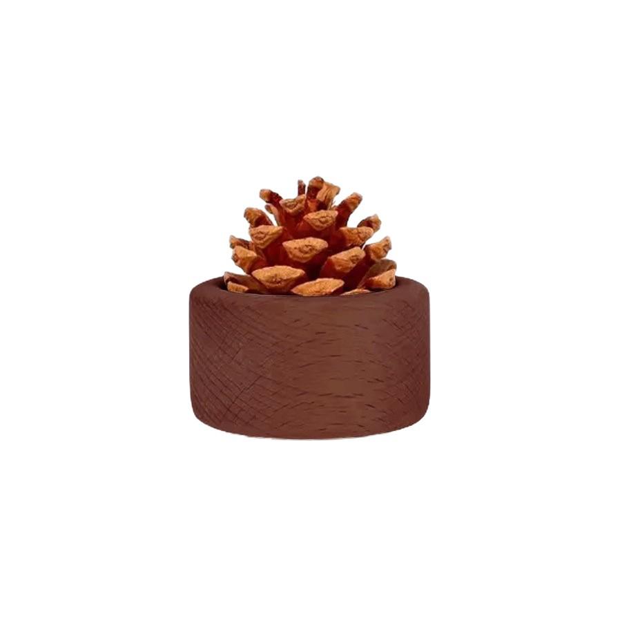 Pinecone Wood Aroma Diffuser: Portable Roly-Poly Essential Oil Diffuser with Black Walnut and Dried Flower Car Freshener