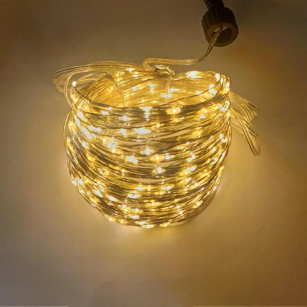 Fjernstyrt juletre LED stjernelys - Grønn ledning, kobberranke, utendørs høytidsdekor