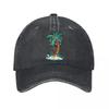 Festive Coastal Palm Holiday Illustr Washed Baseball Cap Outdoor For Womens Unisex FeUnisex Dad Hat