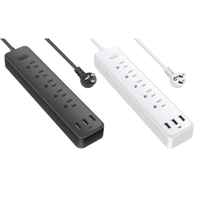 Multiple Electrical Outlet 5 Ungrounded Receptacles And 3 USB Rectifiers Black Or White ABS Construction