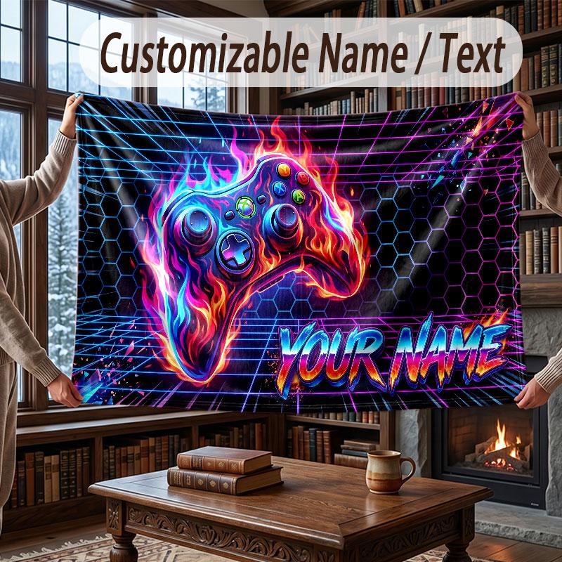 Neon Colorful Theme Throw Blanket Custom Name Text Personalized Blanket Soft Cozy Blanket for Home Sofa Bed
