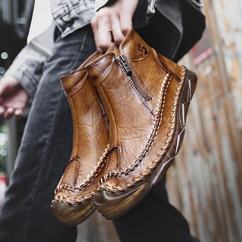 Fashion Fashion Cowboy Men's Motocross Boots Casual Slip on Business Boots High Top Leisure Walking Footwear 2025 New Male Chelsea Boots