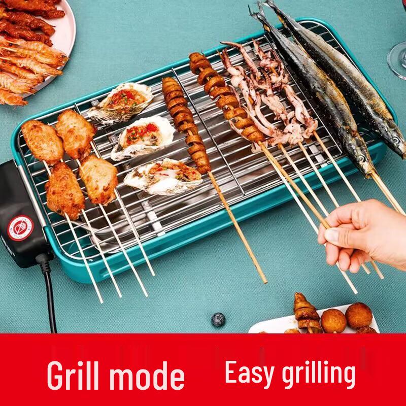 Electric Indoor BBQ Grill with Grill Net & Oil Tray