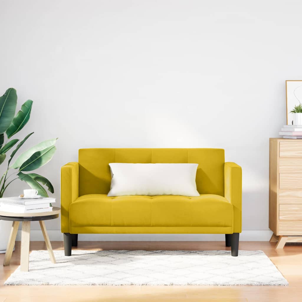 Two Seater Sofa Yellow 111 Cm Velvet