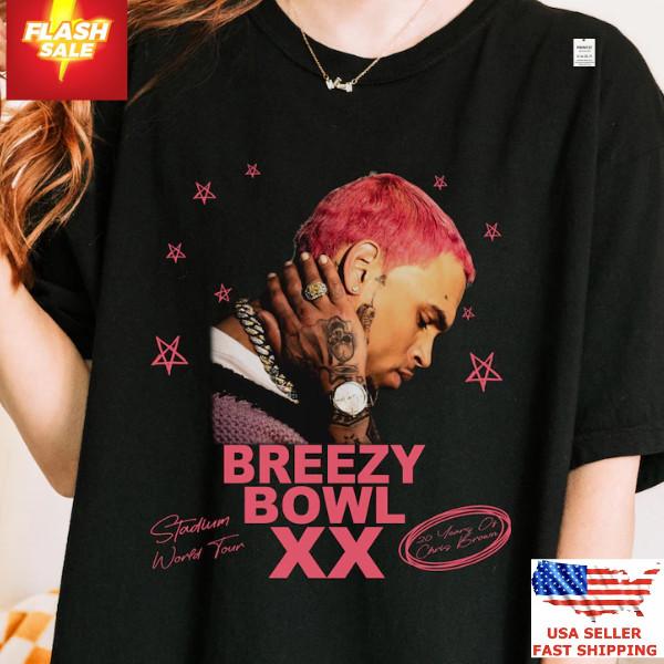 

Chris Brown Breezy Bowl XX Tour 2025 T-Shirt Limited Edition Rap Tee Unisex T-Shirt M