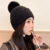 Autumn and Winter New Hat Female Rabbit Fur Pearl Fur Ball Hat Solid Color Winter Warm Knitted Wool Hat