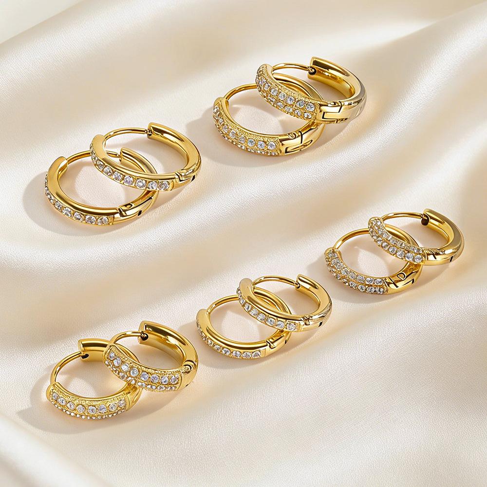 Golden Tungsten Electroplated Circular Exaggerated Plain Hoop Earrings Beach Vacation Women Lightweight Luxury Niche High-End
