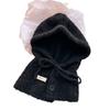 Drawstring Button Solid Color Versatile Korean Version Balaclava Wool Knitted Hat Winter Warm And Protective Ear Hat