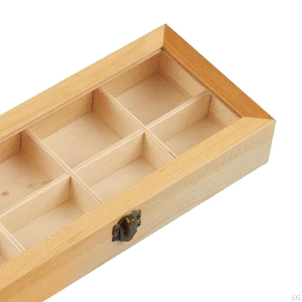 Caja de Té de Bambú de 4/6/8 Compartimentos, Cofre, Organizador Portahojas con Tapa de Cierre,