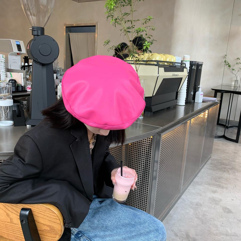 Pu Elegant Leather Beret Summer Essential Timeless Vintage Design