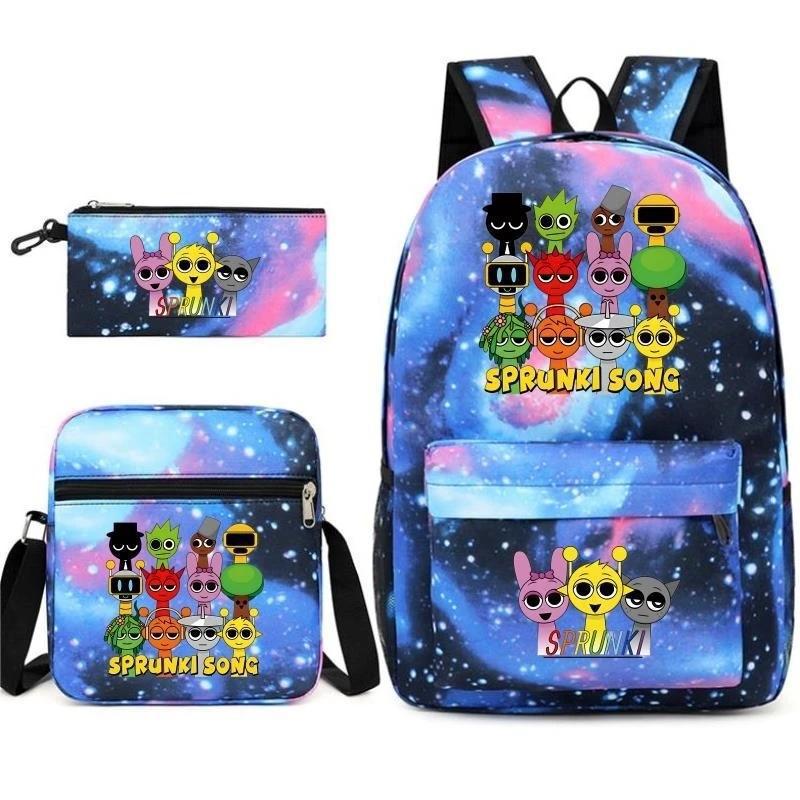 Moderne Federtasche für Kinder, Umhängetasche, Dreiteiliges Set mit Digitaldruck, Schultasche für Grund- und weiterführende Schulen
