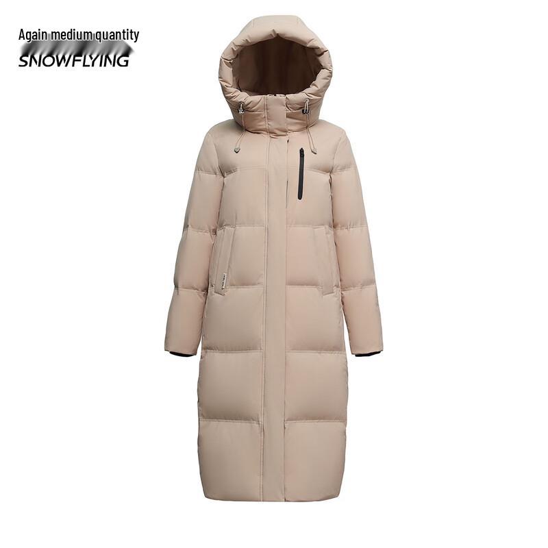 XueZhongFei Damen Mittellange Kapuzen-Daunenjacke X40146226F