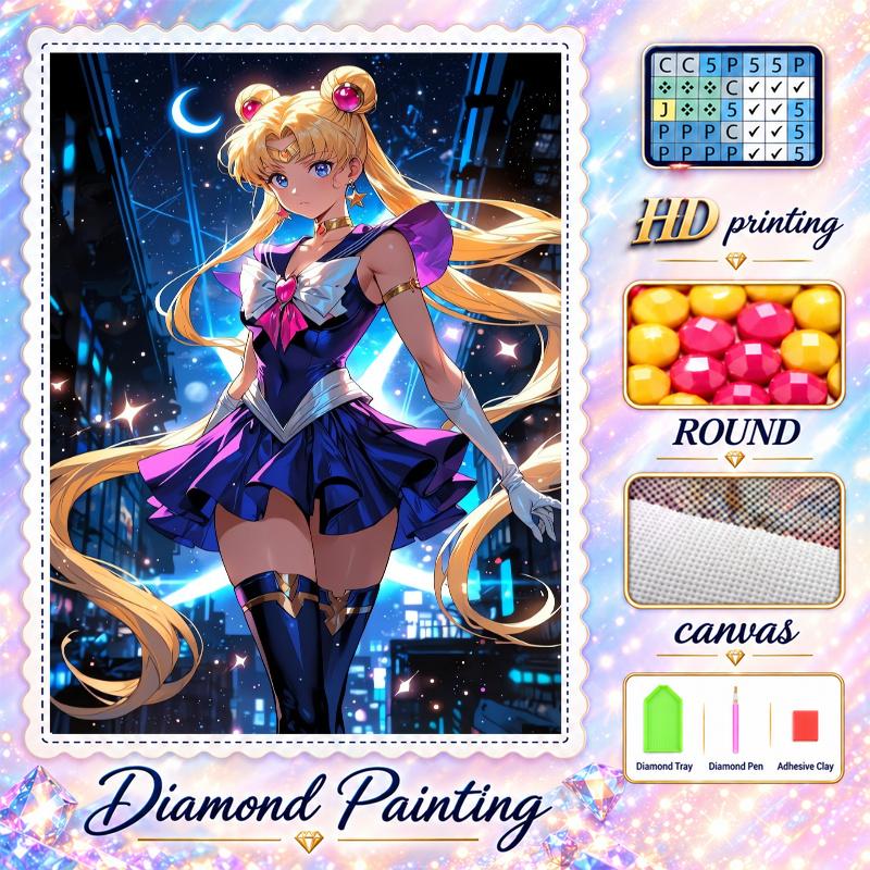 Sailor Moon Diamond Painting Kit 5D Full Drill DIY Diamond Mosaic Wall Art Home Decor