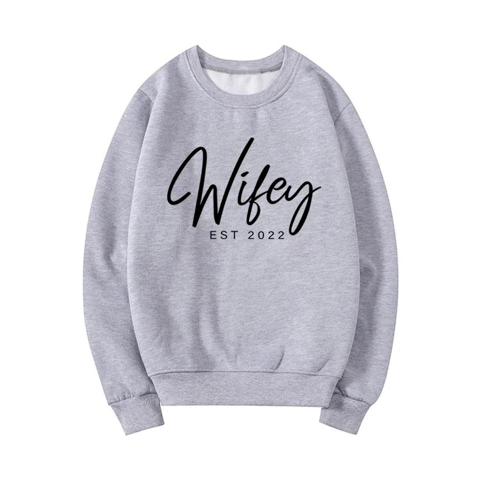 Customized Wifey Est 2023 Sweatshirt Engagement Sweatshirt Bridal Shower Gift Personalized Bridal Gift New Wife Hoodies Pullover