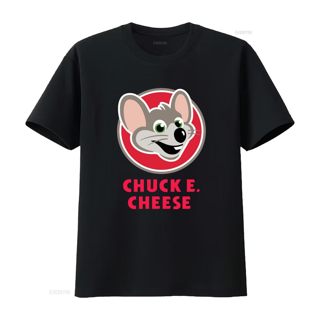 Chuck E Cheese Restaurant Mens Black T Shirt Size S 5XL Cute Mouse Design vintage Washed designer clothes Stretched streetwear