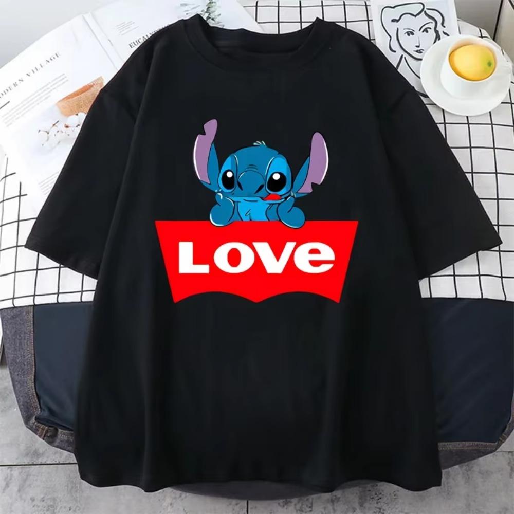 Lilo Stitch Print Women Casual T-Shirt Women Men Summer T Shirts Girl Boy Casual Fashion Clothes Top Tee Female Clothing