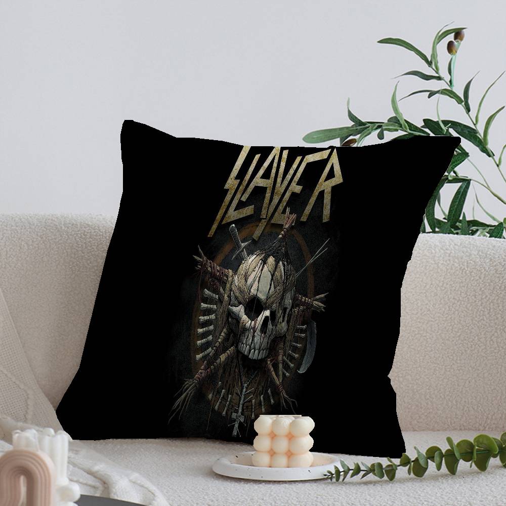 Rock S-Slayer Heavy Metal Band Pillow Covers Cartoon Sofa Decorative Home Double-sided Printing Short Plush Cute Cushion Cover
