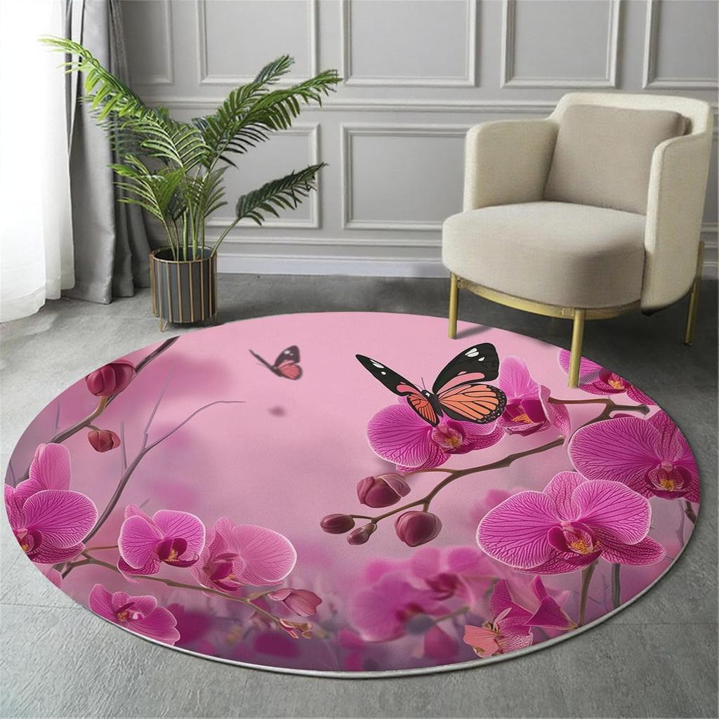 Cartoon Style Round Rug Washable Bedroom Round Area Rugs for Entryway,Soft Living Room Circular Rugs,Cupcake Pattern Non-Slip
