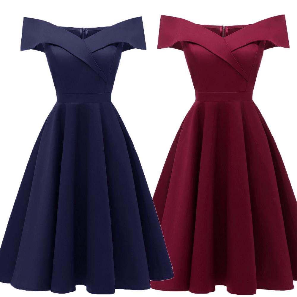 Women Vintage Princess Floral Lace Cocktail V-Neck Party Aline Swing Dress