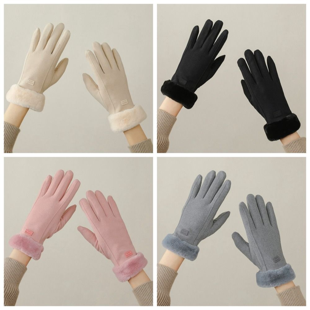 Polar Fleece 2 Finger Flip Gloves Soft Plush Thickened Gloves Women Anti-cold Mittens  Cycling