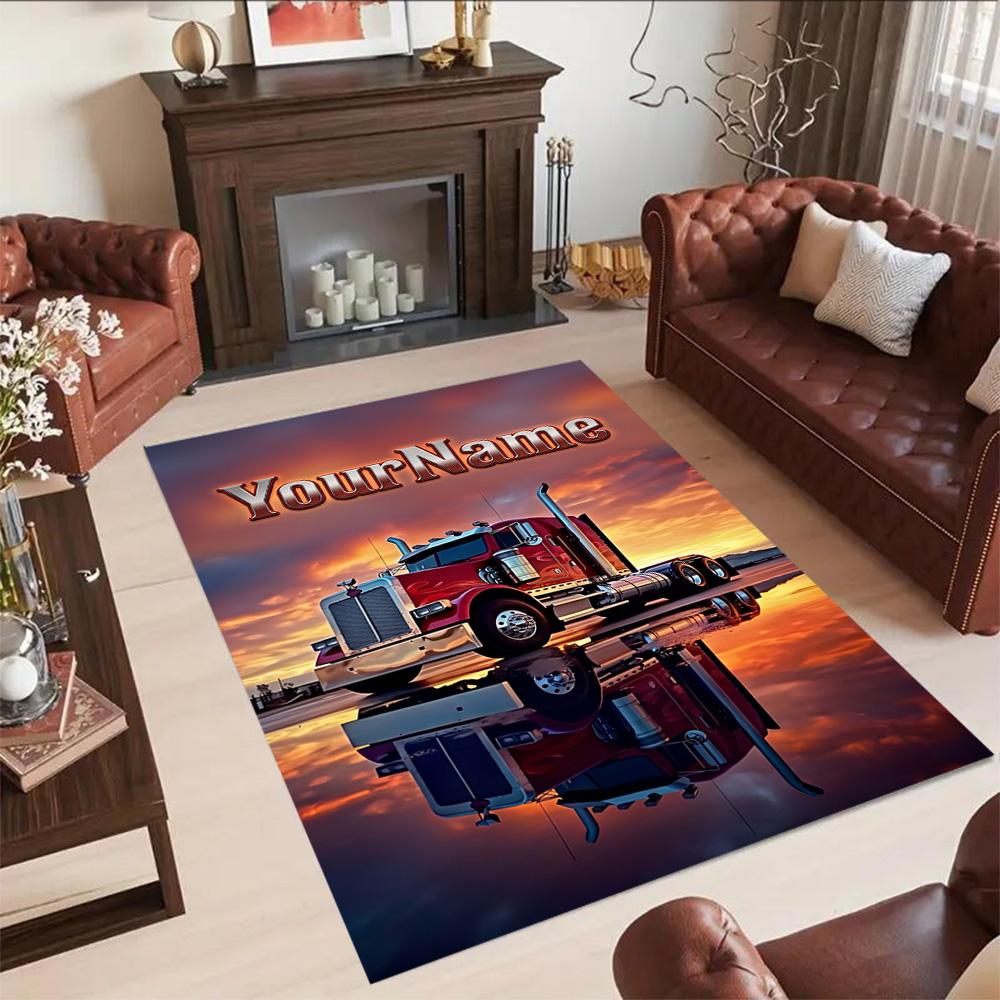 Peterbilt Heavy Trucks Personalized Name Floor Rug Office Rug Perfect for Hallway Entryway Decorate room Kitchen Antislip Carpet Decorate Offices