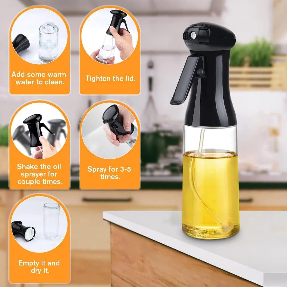 Leeseph New Oil Sprayer for Cooking, 200ml Olive Oil Sprayer Bottle with Dustproof Switch, for Air Fryer, Perfect for BBQ Baking