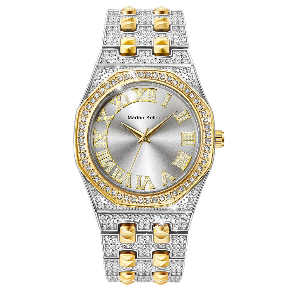 Luxury Full Diamond Men Watches Fashion Stainless Steel Strap Male Quartz Wristwatches