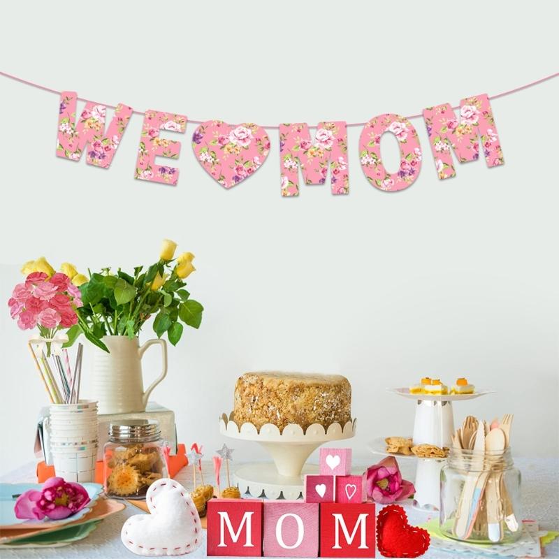 Happy Mother's Day Flag Mothers Day Party Decoration Bunting for Women Happy Mother's Day Celebration Flag Supplies
