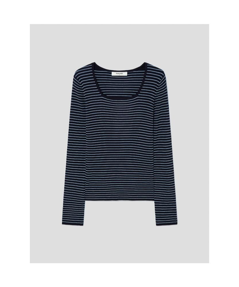 8SECONDS St Rib Square Neck Pullover Navy
