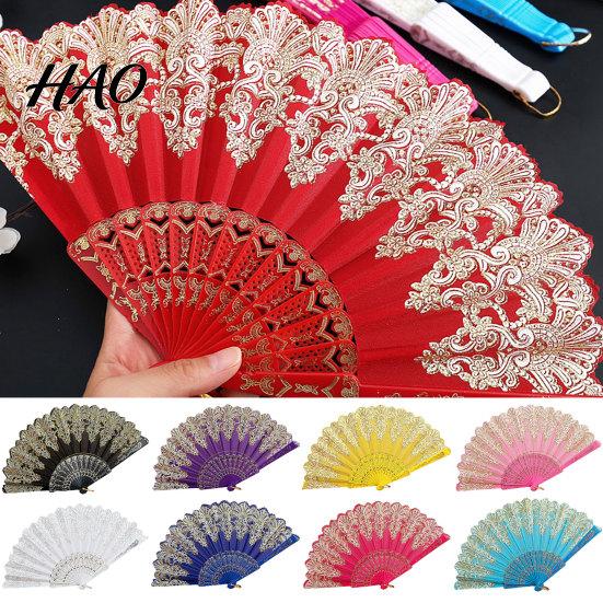 Dancing Fan Folding with Hanging Ring Smooth Opening Comfortable Grip Dance Clear Pattern Chinese Style Fabric School Supply