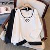 Big Size Women's Blouse Spring and Autumn One Neck Long-sleeved Sweater Loose Fashion Tops