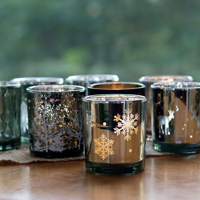 Świąteczny Kielich na Świecę Łoś Posrebrzany Świecznik Świecznik Szklany Pusty Kielich Transgraniczny Świecznik