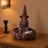 Vintage Style Storage Meditating Witch Jewelry Tray Gothic Resin Decorative Decoration Dish Mysterious Zen Desktop Organizer for Keys Trinkets Room