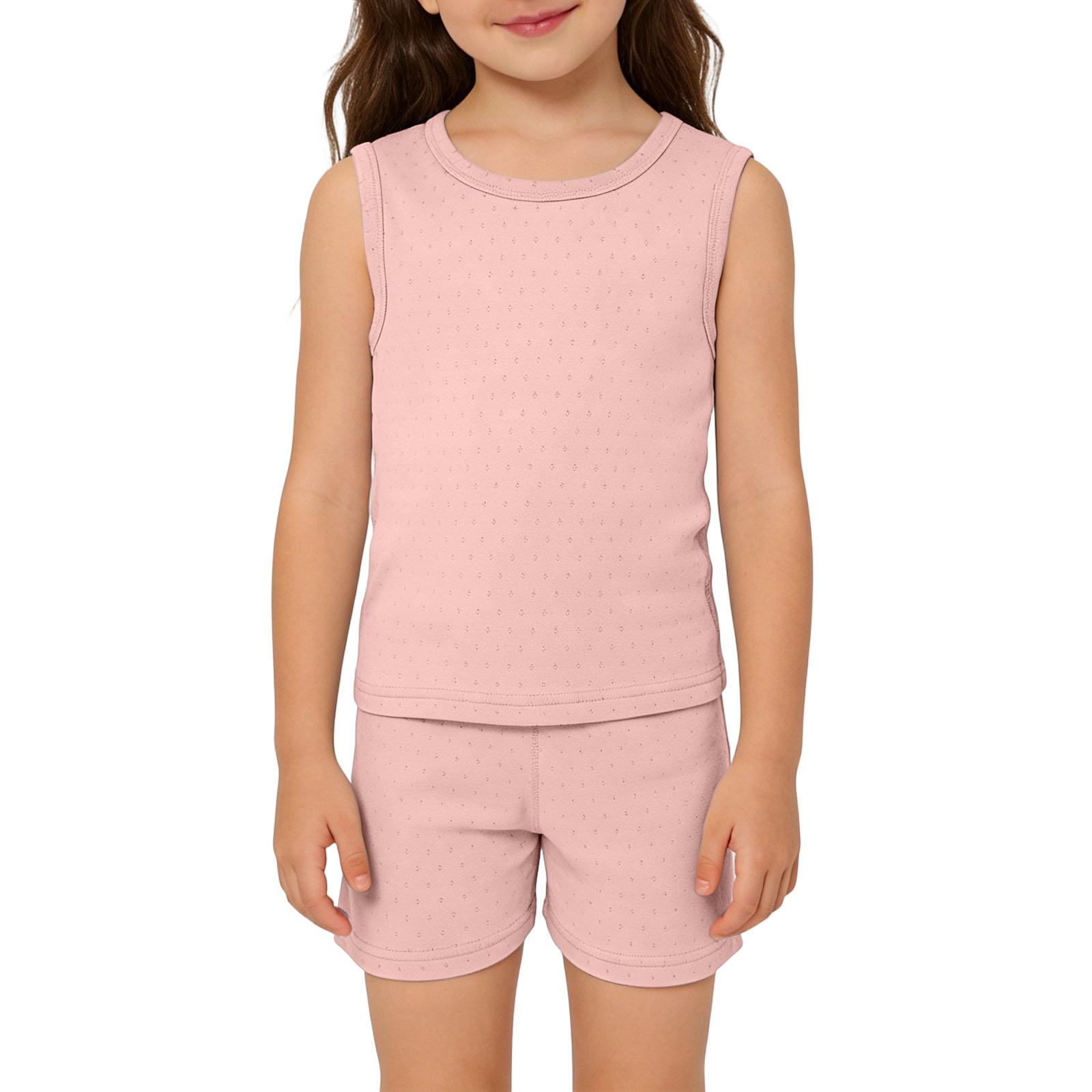 Children s Sweet Set Cute Vest Shorts Girls Sleeveless Casual Two-Piece Set 140 розовый