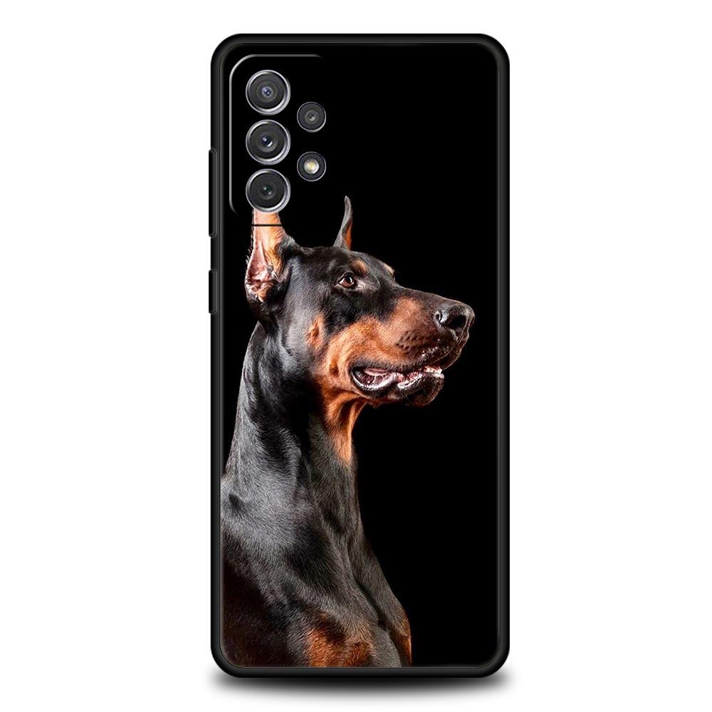 Doberman Dog Phone Case for Samsung Galaxy A55 A35 A17 A07 A15 A13 A25 A51 A71 A72 A73 A32 A52 A52S A41 5G Soft TPU Shell Capas